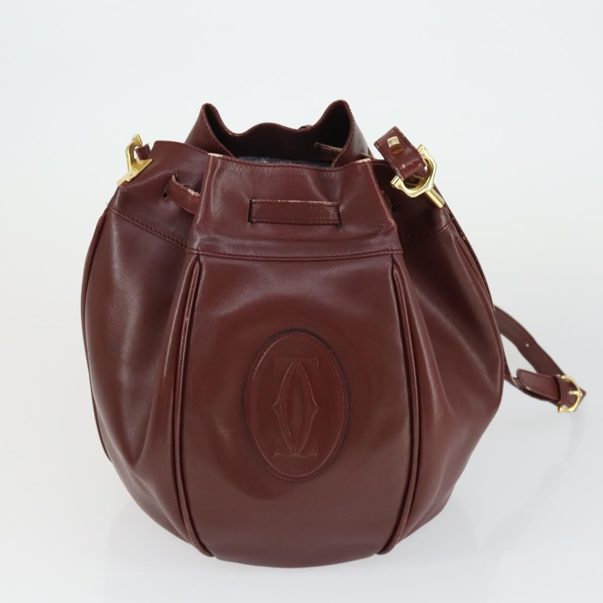 Cartier CARTIER Dior Shoulder Bag Leather 3 Set Bordeaux Authentic 165146