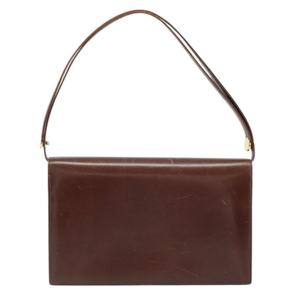 Dior Christian Dior Shoulder Bag Leather Brown Gold Authentic mr2273