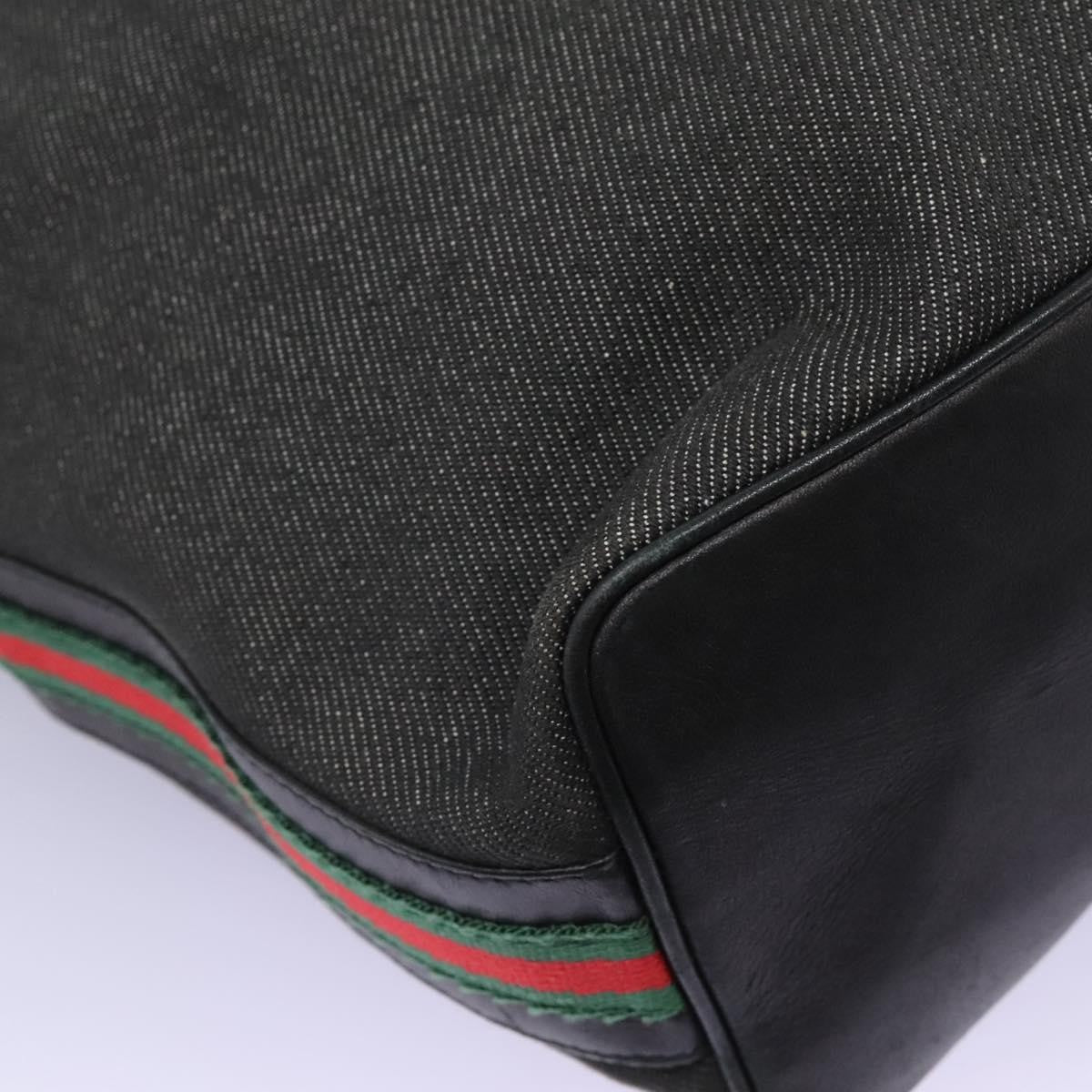 Gucci GUCCI Web Sherry Line Shoulder Bag Denim Black Red Green 73884 Authentic am8160
