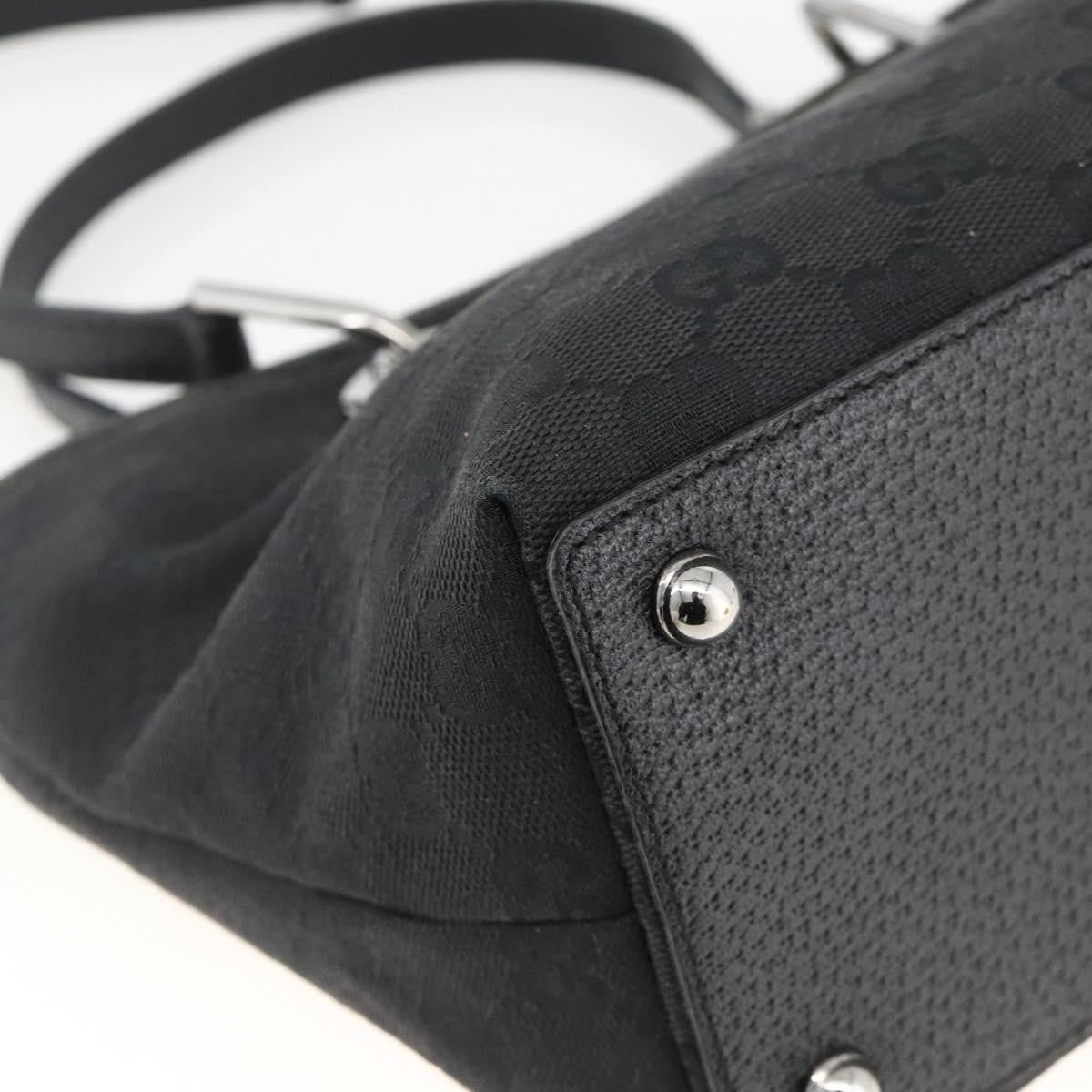 Gucci GUCCI GG Canvas Hand Bag Black Silver 120844 Authentic BA11644