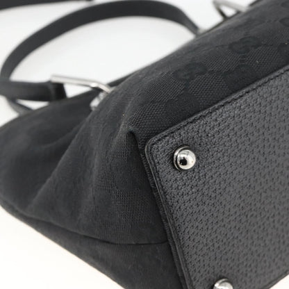 Gucci GUCCI GG Canvas Hand Bag Black Silver 120844 Authentic BA11644