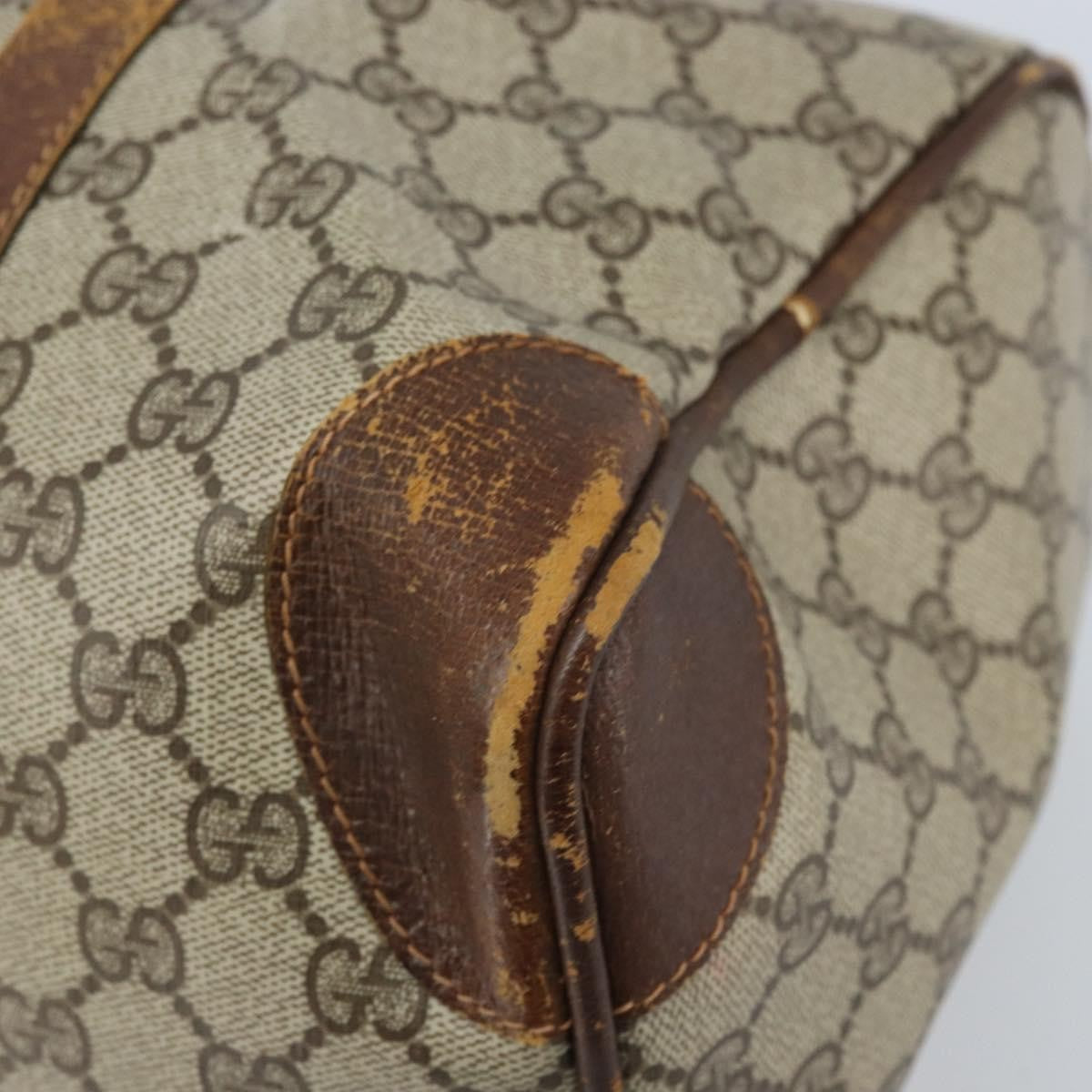 Gucci GUCCI GG Supreme Hand Bag PVC Beige Gold Authentic ka2314