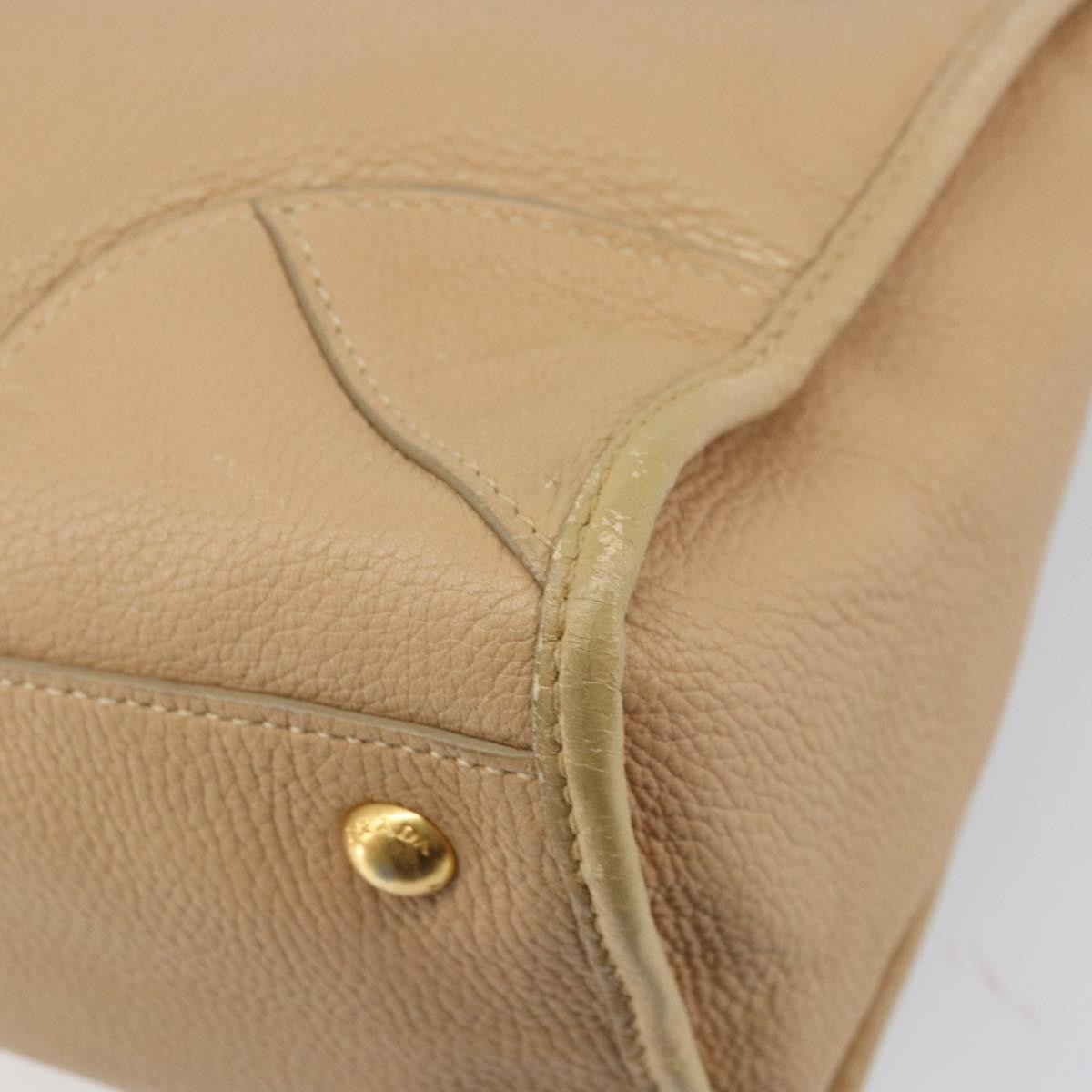 Prada PRADA Hand Bag Leather 2way Beige Gold Authentic ka1190