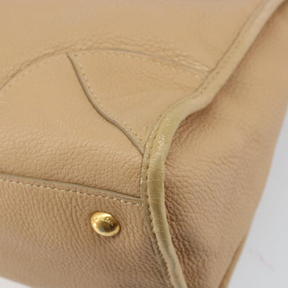 Prada PRADA Hand Bag Leather 2way Beige Gold Authentic ka1190