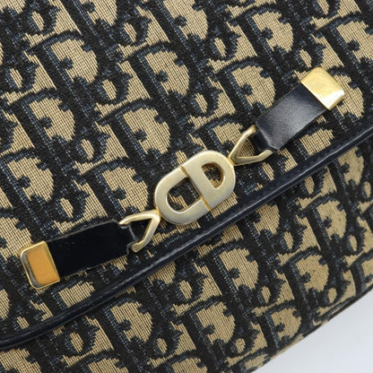 Dior Christian Dior Trotter Canvas Shoulder Bag Navy Gold Authentic gh1790