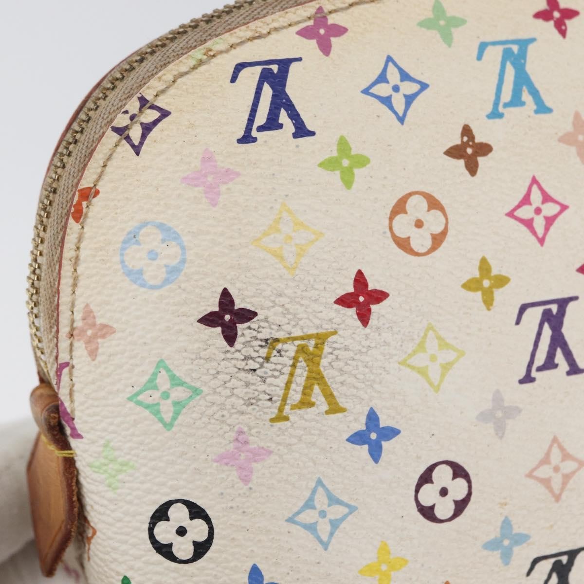 Louis Vuitton LOUIS VUITTON Multicolor Pochette Cosmetic PM Pouch White M47354 LV Authentic LNZ961 Bag