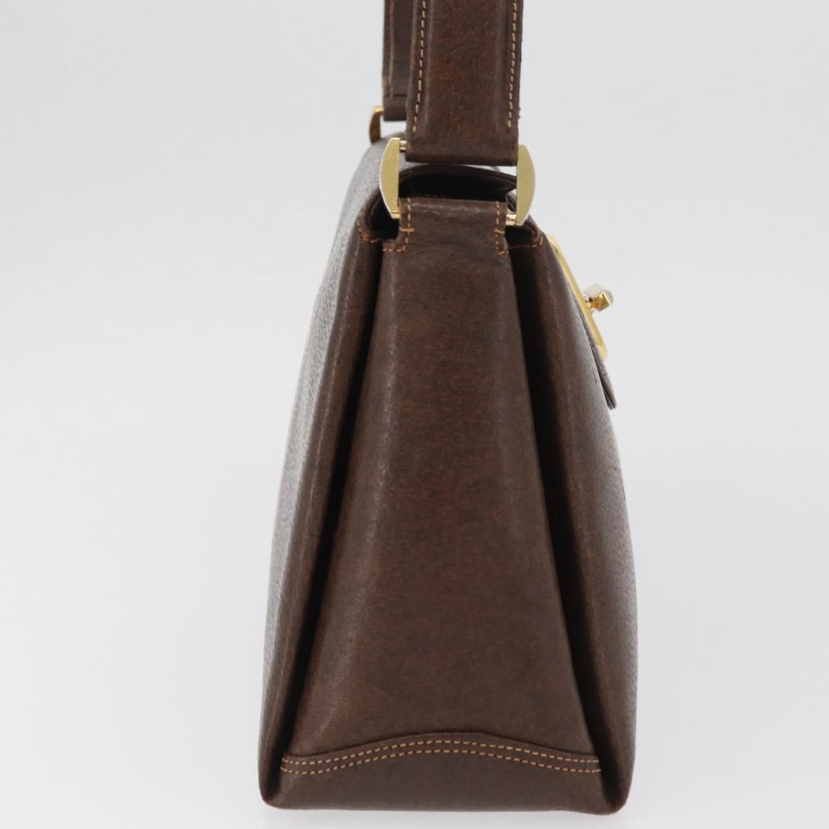 Gucci GUCCI Shoulder Bag Leather Brown Gold Authentic BAZ570