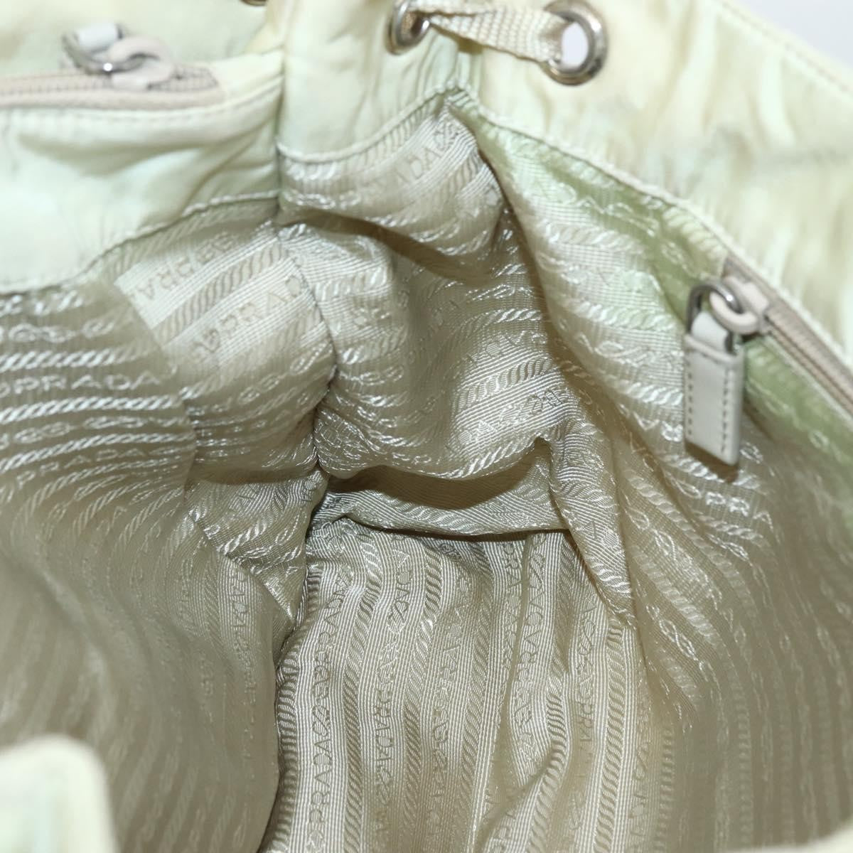 Prada PRADA Tote Bag Nylon Beige Silver Authentic mr1510