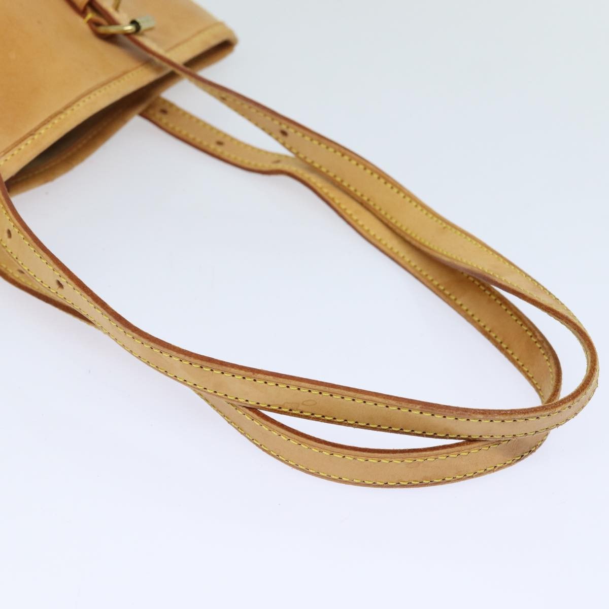 Louis Vuitton LOUIS VUITTON Nomad leather Bucket PM Shoulder Bag Beige M85001 LV Authentic 80351