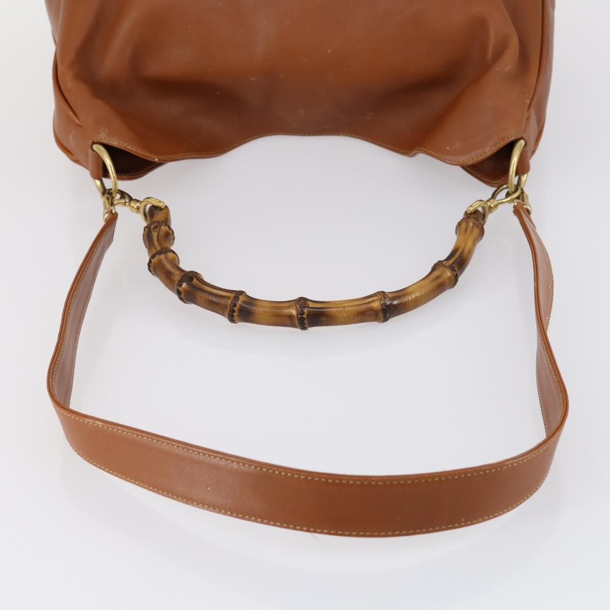 Gucci GUCCI Bamboo Shoulder Bag Leather 2way Brown Gold 001 2852 1577 0 Authentic ep12095