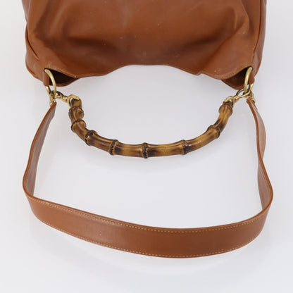 Gucci GUCCI Bamboo Shoulder Bag Leather 2way Brown Gold 001 2852 1577 0 Authentic ep12095