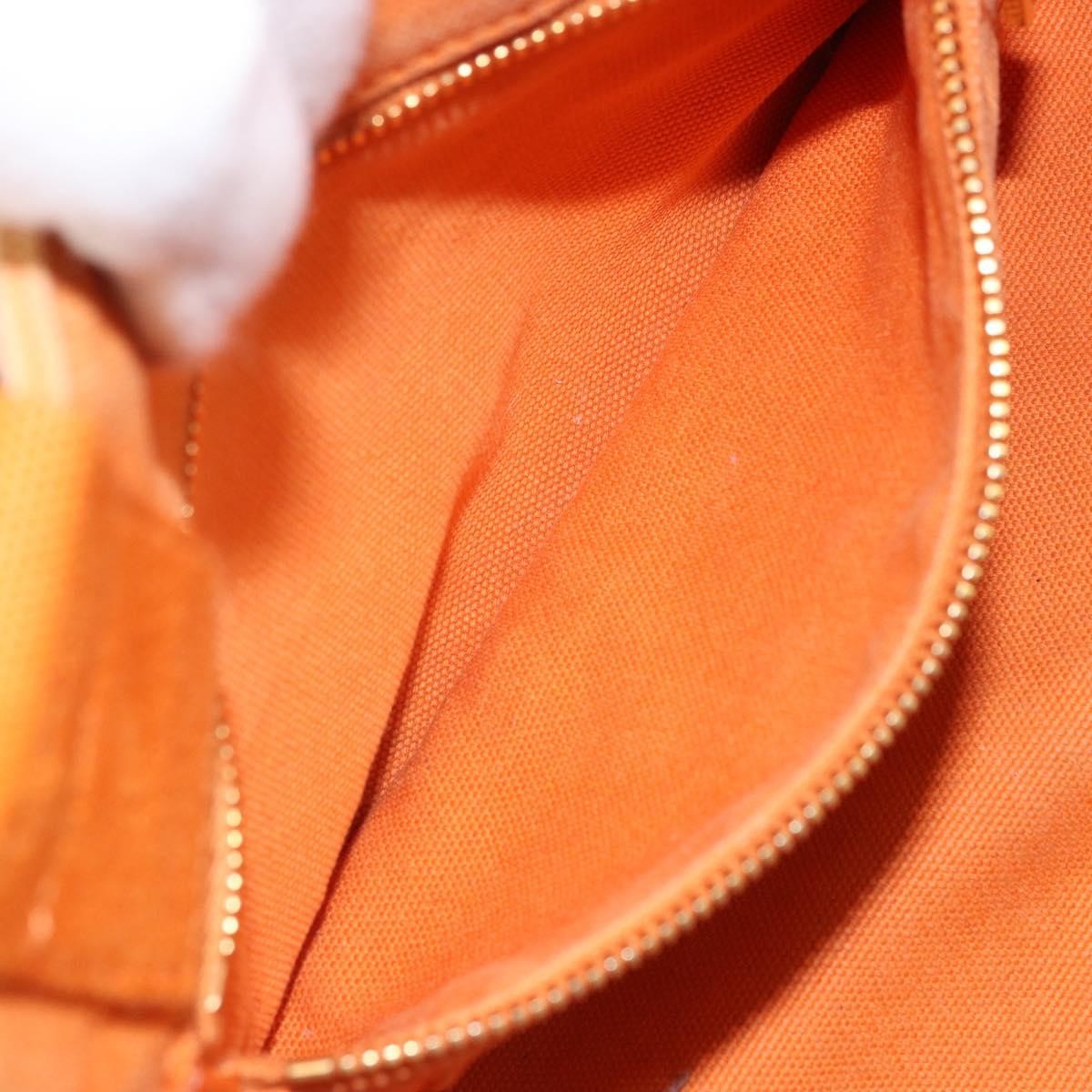 Prada PRADA Canapa PM Hand Bag Canvas Orange Gold Authentic 164219