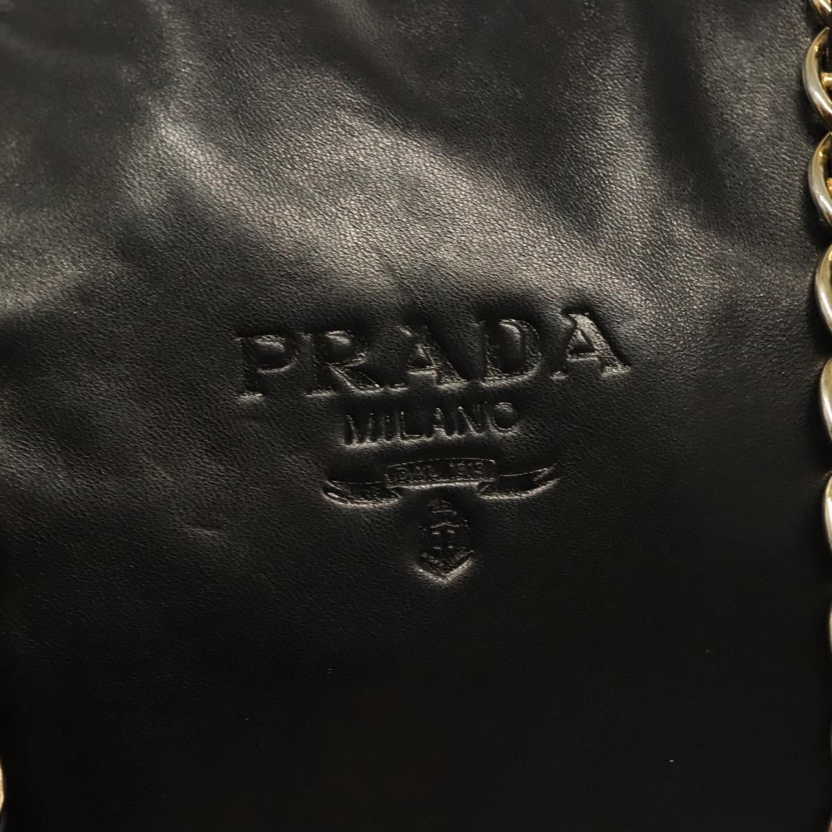 Prada PRADA Chain Shoulder Bag Leather Black Gold Authentic yk18939