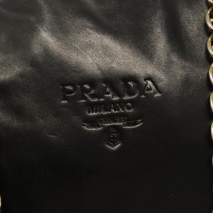 Prada PRADA Chain Shoulder Bag Leather Black Gold Authentic yk18939