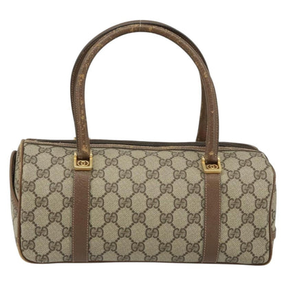 Gucci GUCCI GG Supreme Hand Bag PVC Beige Gold Authentic 173885