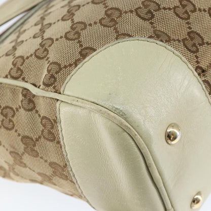 Gucci GUCCI GG Canvas Web Sherry Line Tote Bag Beige Gold 257061 Authentic gh1178