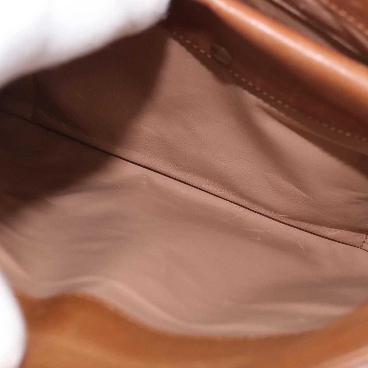 Gucci GUCCI Hand Bag Leather Brown Gold Authentic ka3873