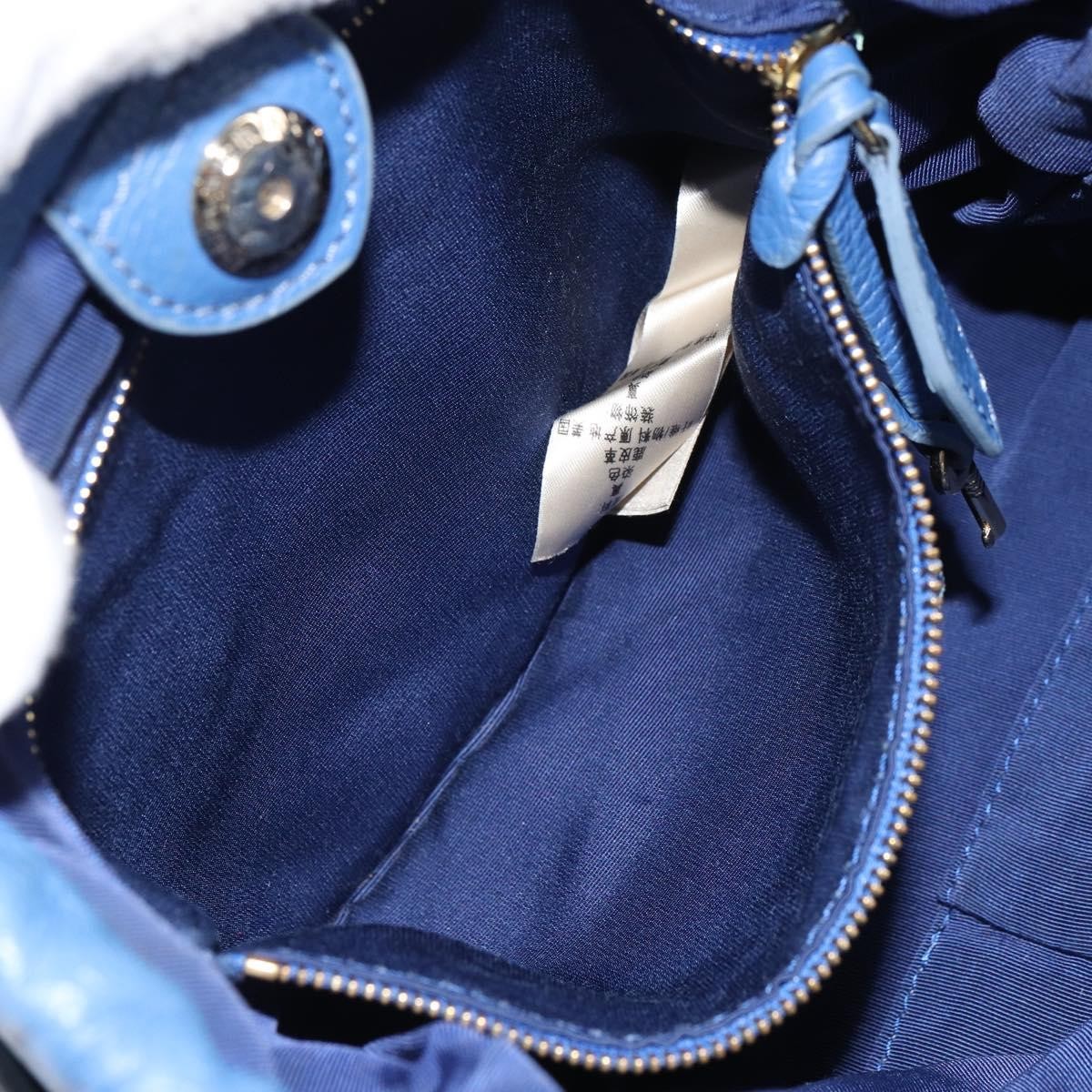 Burberry BURBERRY Shoulder Bag Leather Blue Gold Authentic 157793