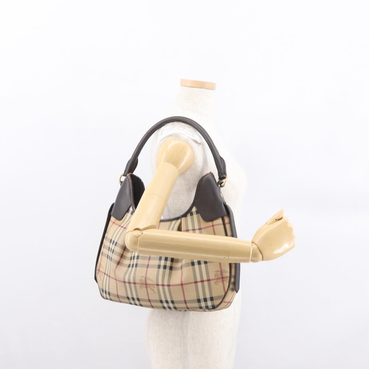 Burberry BURBERRY Nova Check Shoulder Bag PVC Beige Gold Authentic 165209