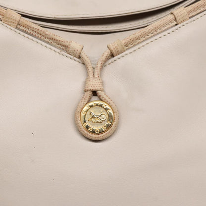 Celine CELINE Horse Carriage Shoulder Bag Leather Beige Gold Authentic 90216