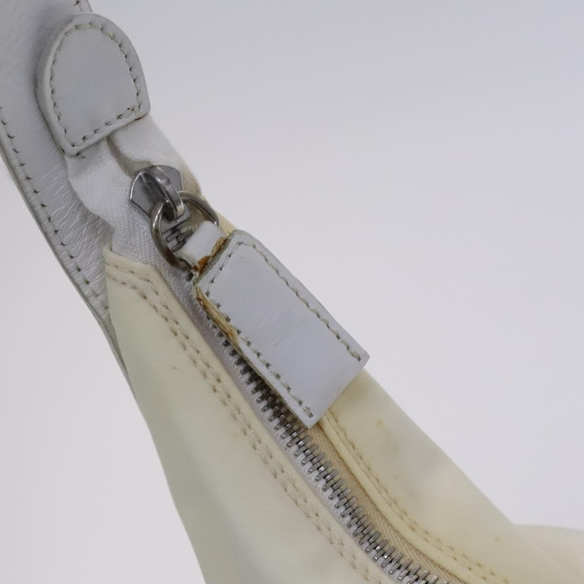 Fendi FENDI Shoulder Bag Nylon Leather Beige White Silver Authentic nb296