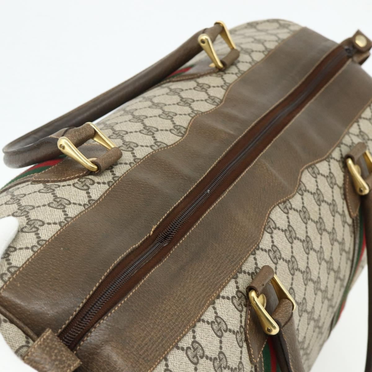Gucci GUCCI GG Supreme Web Sherry Line Bag PVC Beige Gold 001 25 424 Authentic mr1686