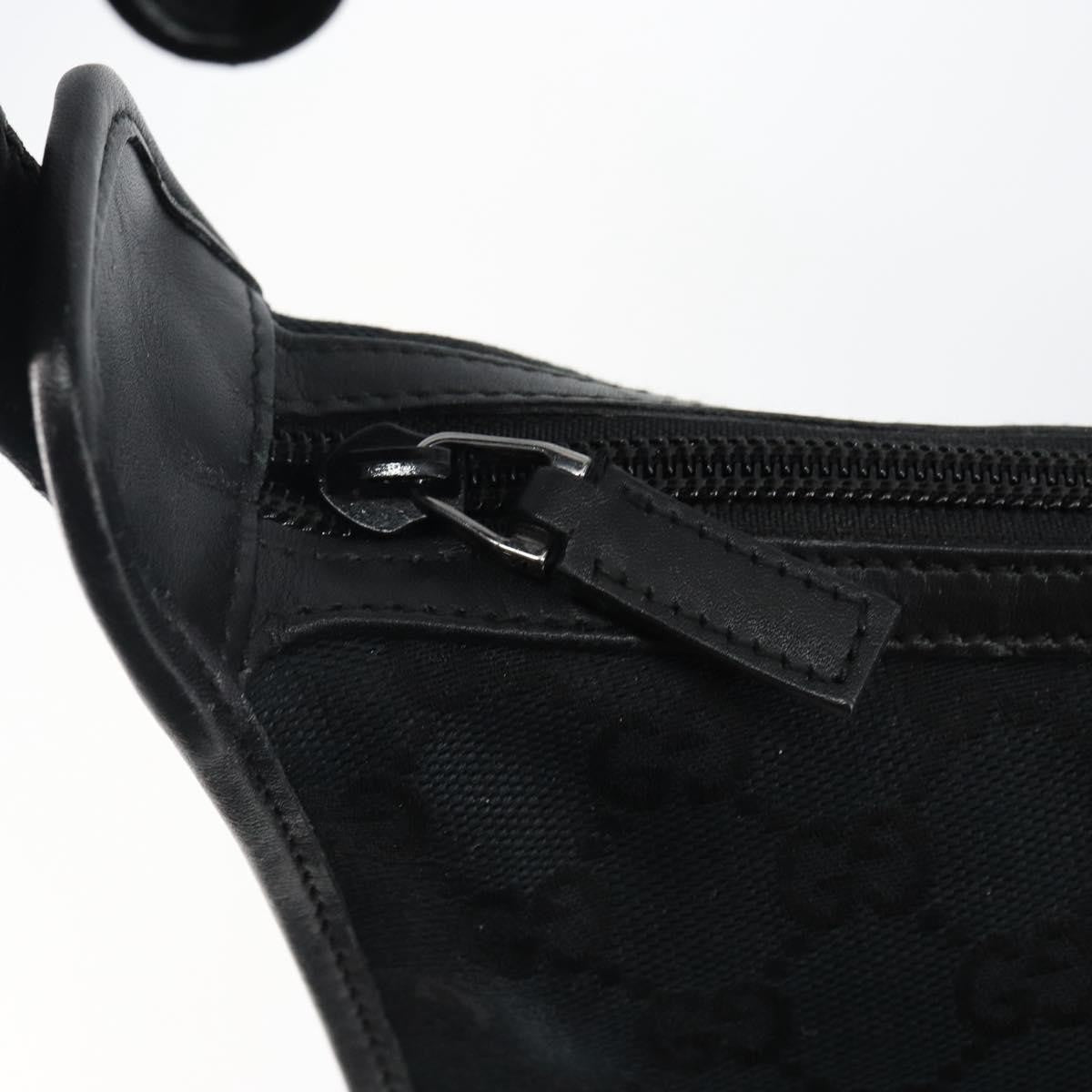 Gucci GUCCI GG Canvas Shoulder Bag Black Silver 001 4205 Authentic 143772