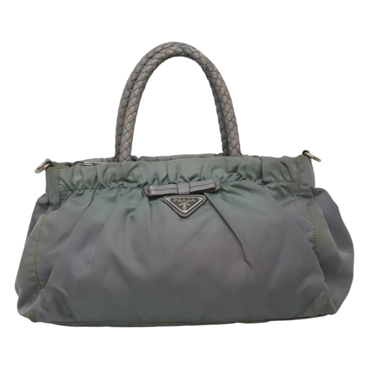 Prada PRADA Hand Bag Nylon 2way Gray Authentic 110159