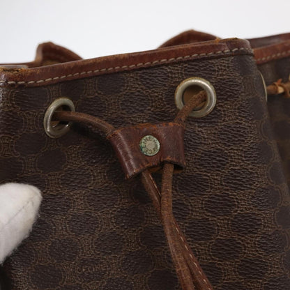 Celine CELINE Macadam Canvas Shoulder Bag PVC Leather Brown Gold Authentic 162040