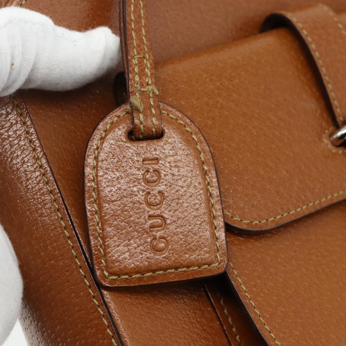 Gucci GUCCI Hand Bag Leather 2way Brown Silver 000 2058 0308 5 Authentic 177030