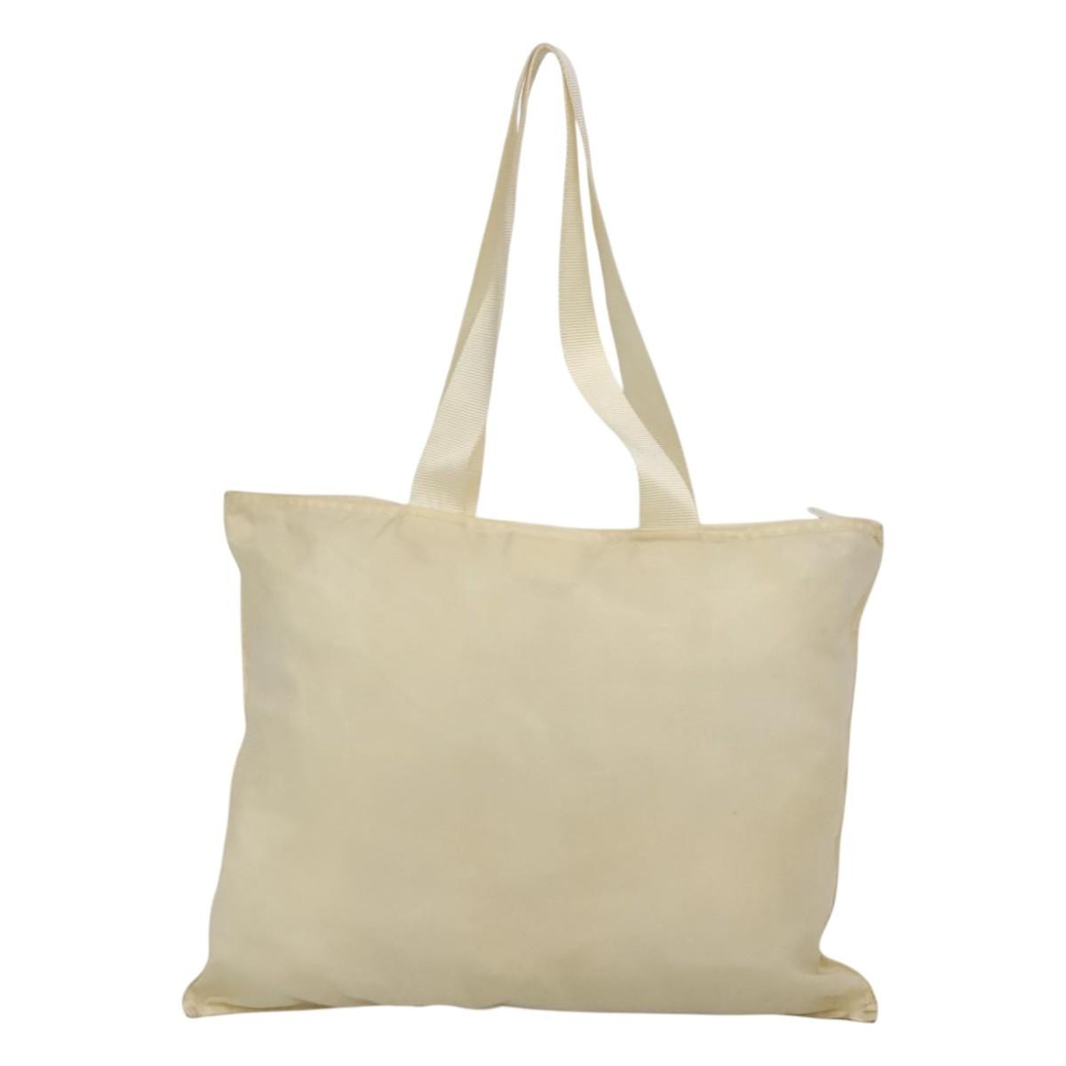 Prada PRADA Tote Bag Nylon Cream Silver Authentic bs26062