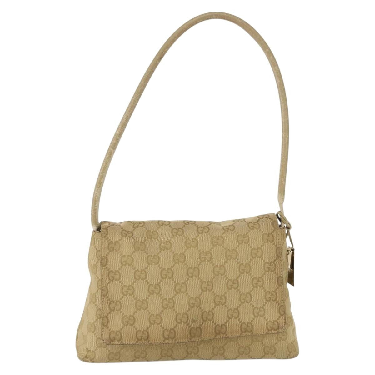 Gucci GUCCI GG Canvas Shoulder Bag Beige Gold 90646 Authentic mr1955
