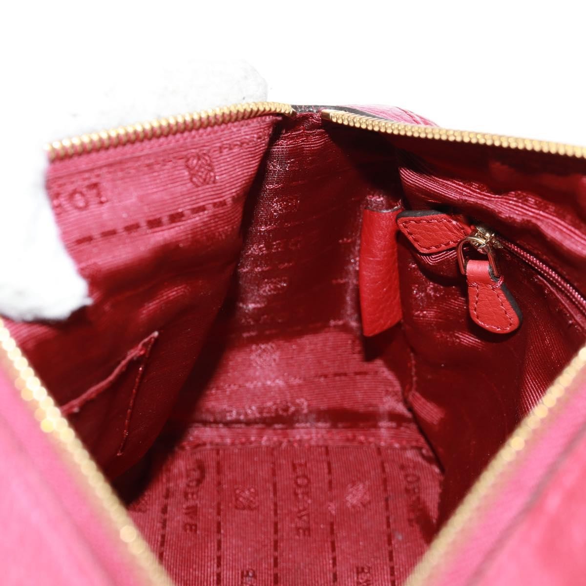 Loewe LOEWE Hand Bag Leather 2way Red Gold Authentic 160175