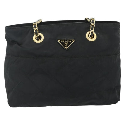 Prada PRADA Chain Tote Bag Nylon Black Gold Authentic 178129