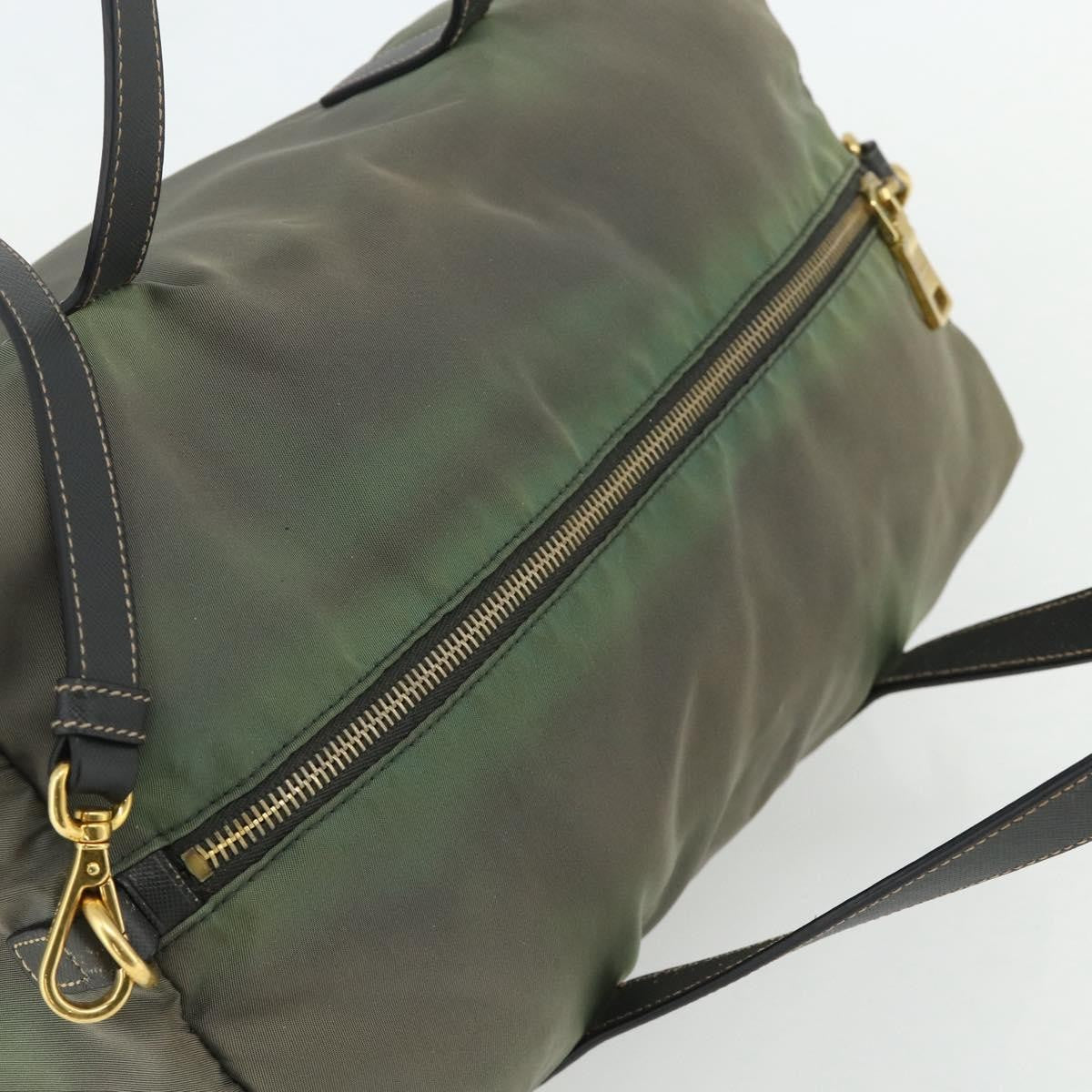 Prada PRADA Shoulder Bag Nylon 2way Green Gold Authentic 176782