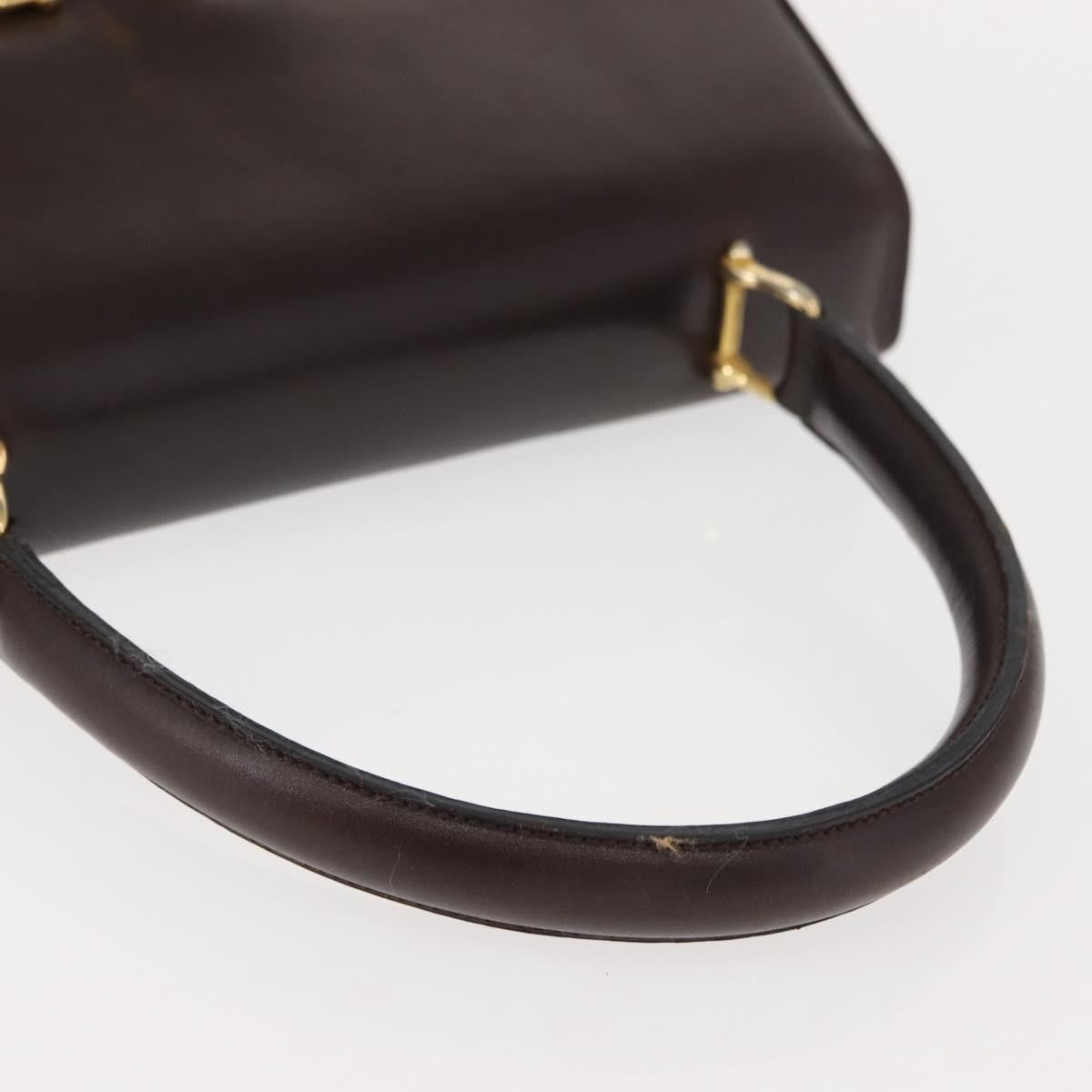 Celine CELINE Hand Bag Leather Brown Gold Authentic fm4934