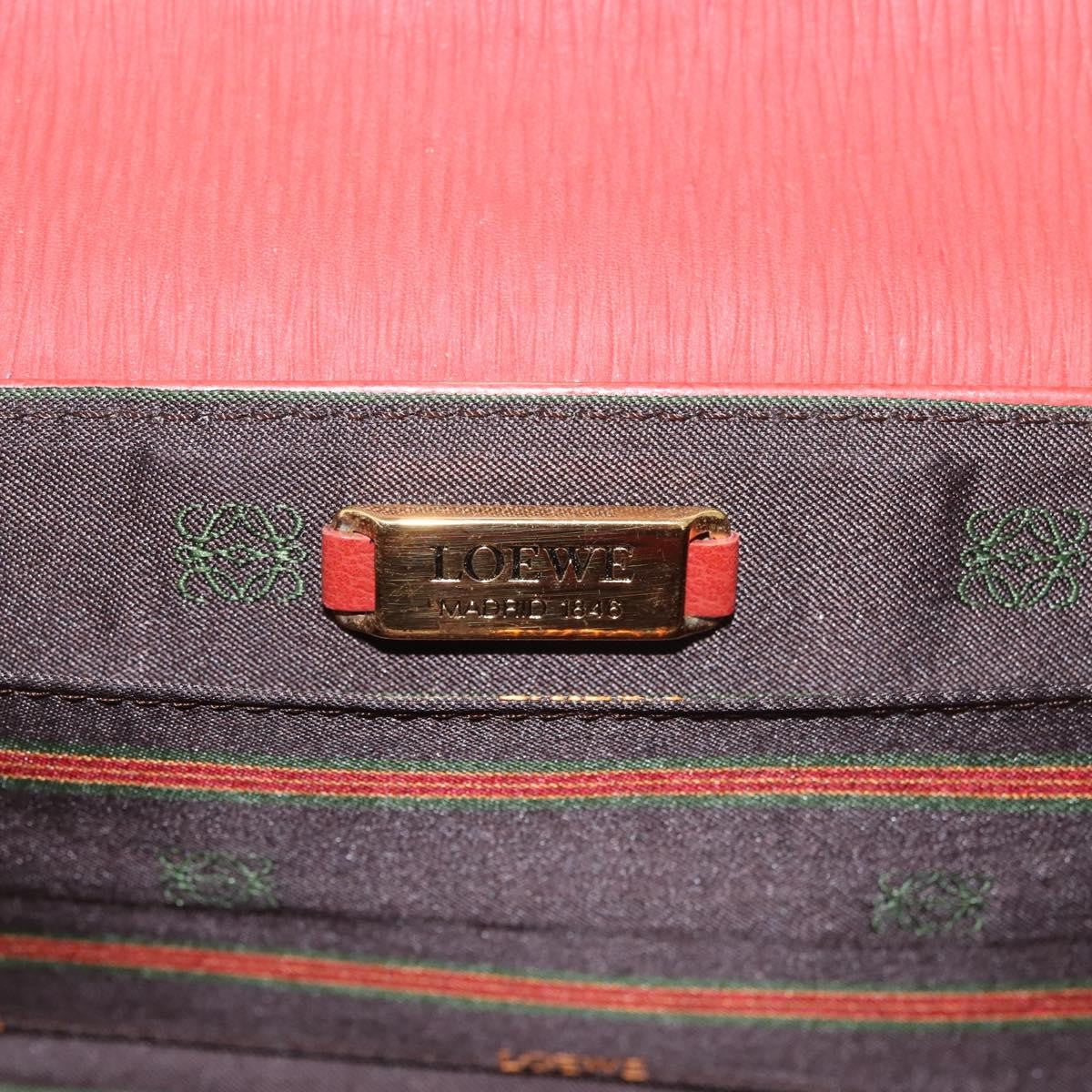 Loewe LOEWE Velazquez Hand Bag Leather Red Gold Authentic BA6367