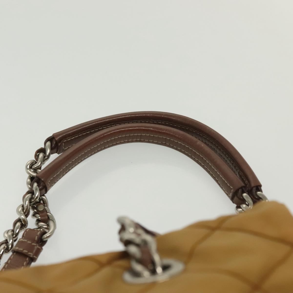 Prada PRADA Chain Shoulder Bag Nylon Beige Silver Authentic 140091