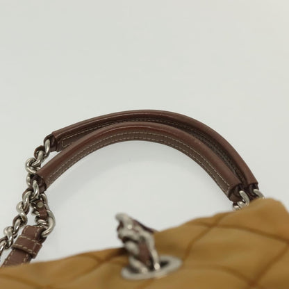 Prada PRADA Chain Shoulder Bag Nylon Beige Silver Authentic 140091