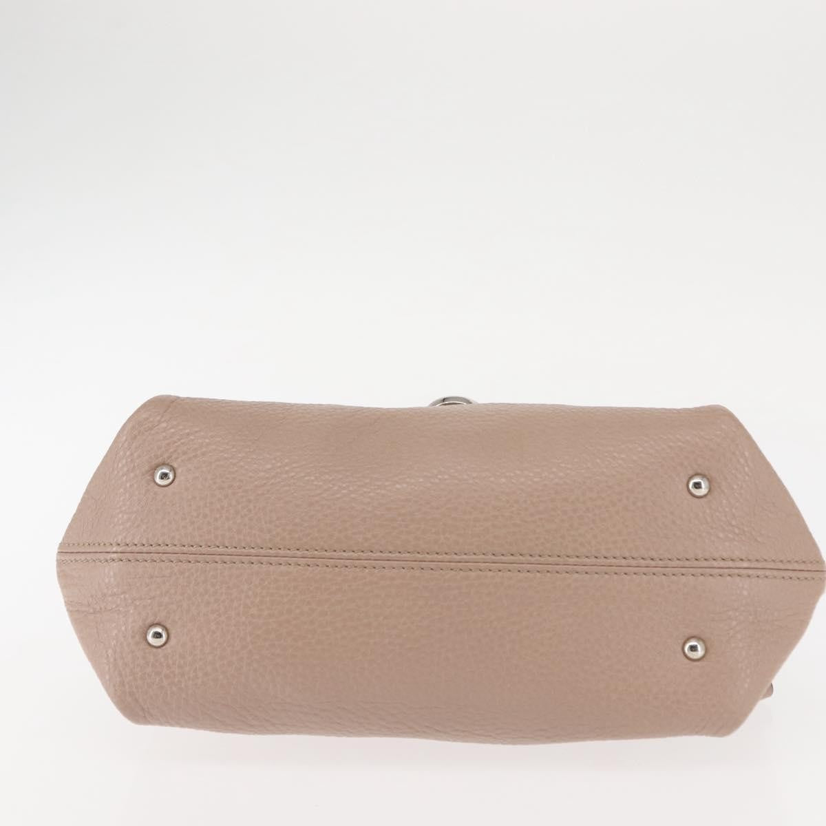 Salvatore Ferragamo Salvatore Ferragamo Gancini Sophia Hand Bag Leather Beige Silver Authentic 145498