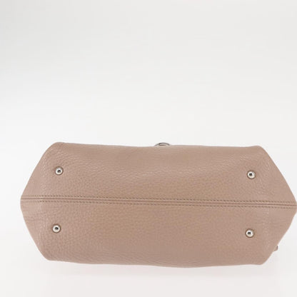 Salvatore Ferragamo Salvatore Ferragamo Gancini Sophia Hand Bag Leather Beige Silver Authentic 145498