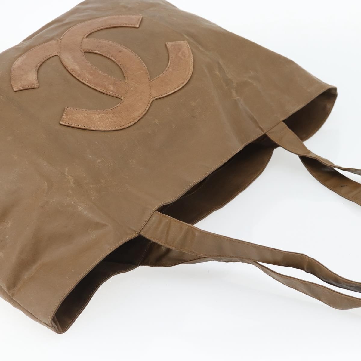 Chanel CHANEL Tote Bag Coated Canvas Brown CC Authentic bs35205