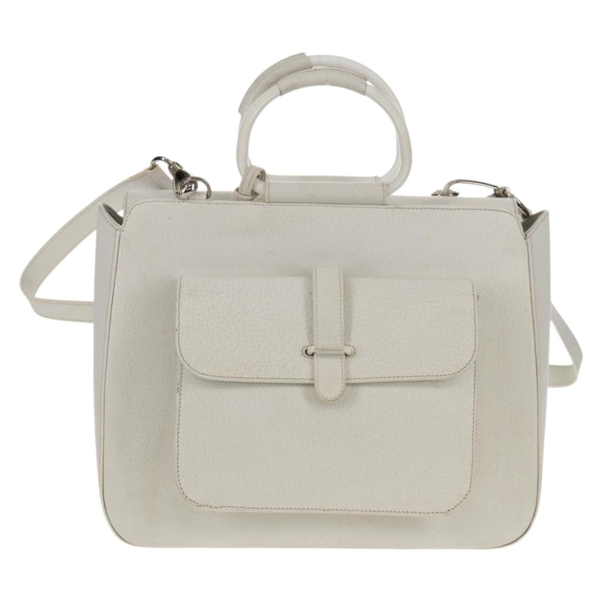 Gucci GUCCI Hand Bag Leather 2way White Silver 000 2058 0307 5 Authentic bs31539