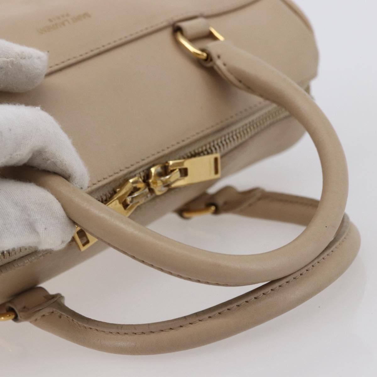 Saint Laurent SAINT LAURENT Mini Boston Bag Leather 2way Beige Gold Authentic bs30083