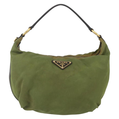 Prada PRADA Shoulder Bag Nylon Leather Khaki Gold Authentic 165173