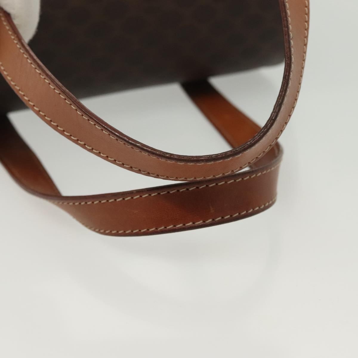 Celine CELINE Macadam Canvas Hand Bag PVC Leather Brown Gold Authentic gh739