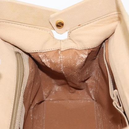 Celine CELINE Hand Bag Leather 2way Beige Gold Authentic 166991