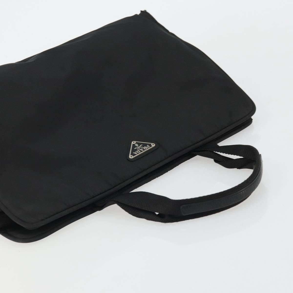 Prada PRADA Hand Bag Nylon Black Silver Authentic 175692