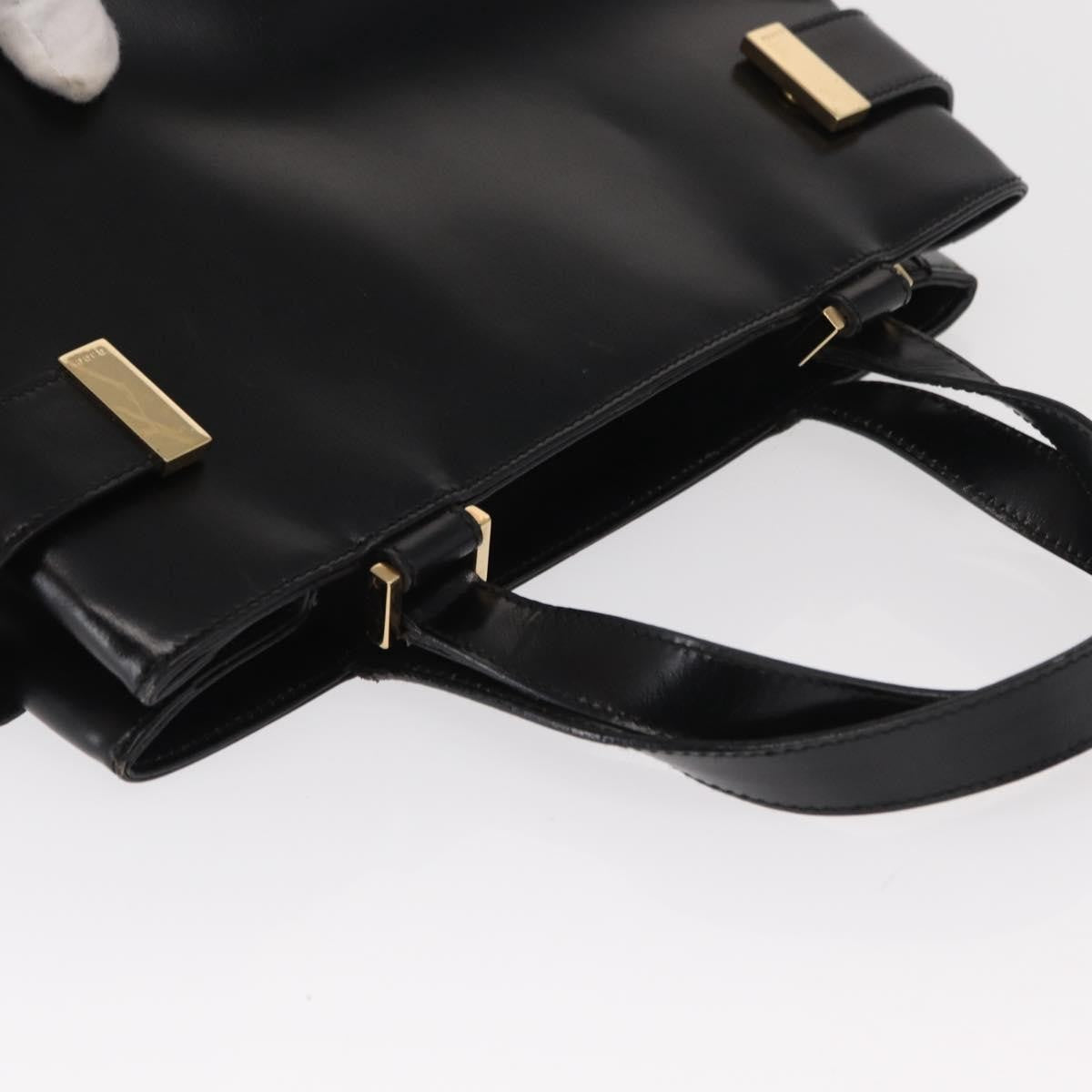 Gucci GUCCI Hand Bag Leather Black Gold Authentic BA9107