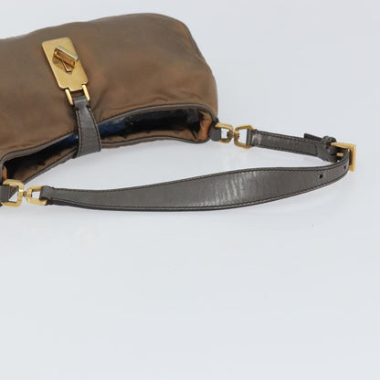 Prada PRADA Hand Bag Nylon Leather Gold Brown Authentic mr1761
